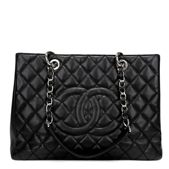 CHANEL GST Caviar Grand Shopping Tote Quilted Chain Shoulder Bag Purse - Picture 4 of 16
